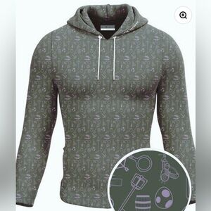 Fore Fathers Olive Graphic Hoodie Sweater Golfing Outdoor Pullover L